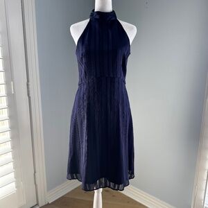 Banana Republic Navy Blue Halter Stripe Dress Size 6